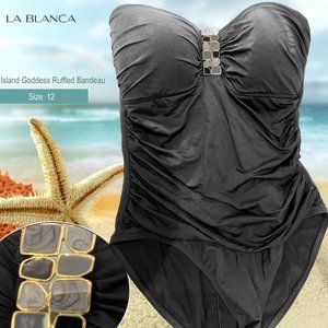 la Blanca: Island Goddess Ruffled Bandeau One Piece